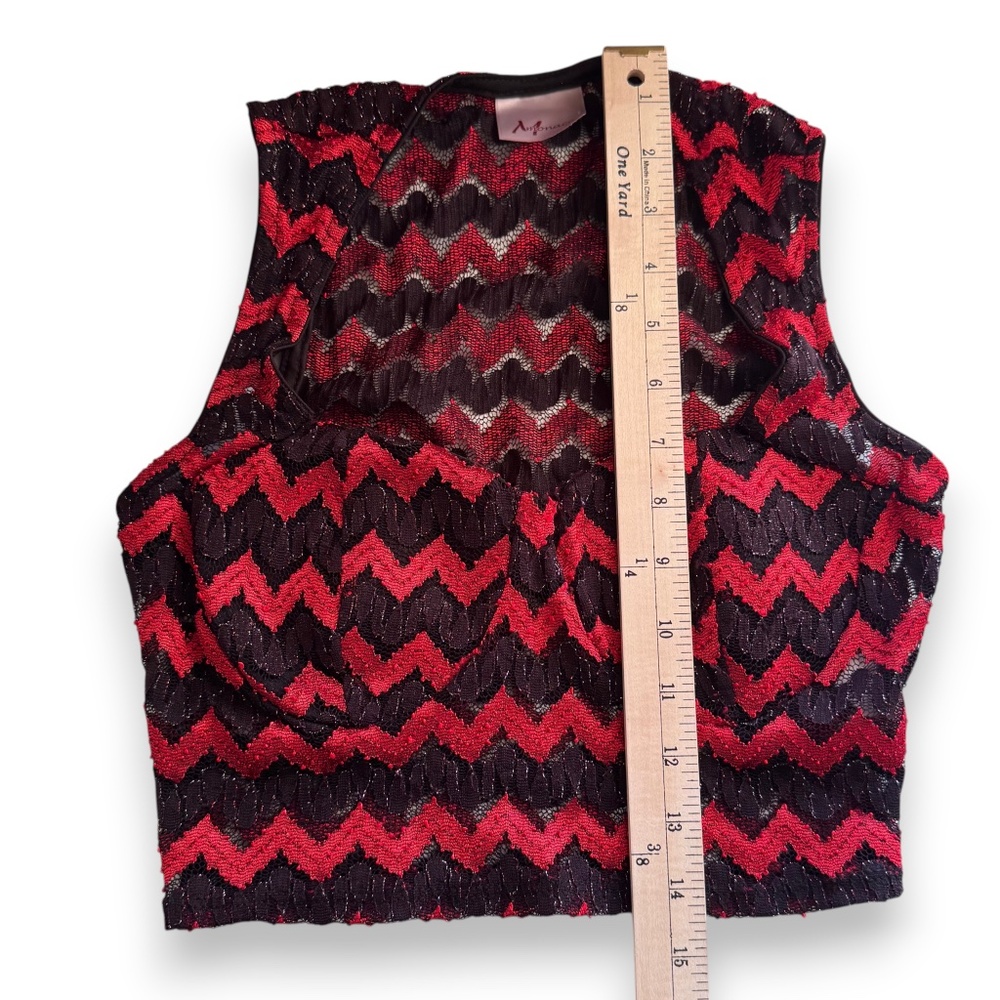 MONACO Red Black Lace Crop Top Bustier Size S - Picture 8 of 8